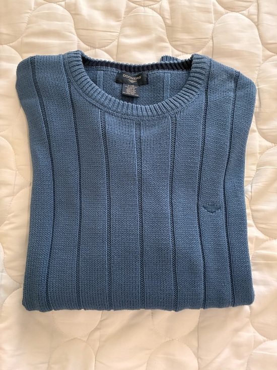 Dockers Other - Dockers Sweater Cotton Blue Rib Knit Pullover Crewneck Long Sleeve Men’s Sz L